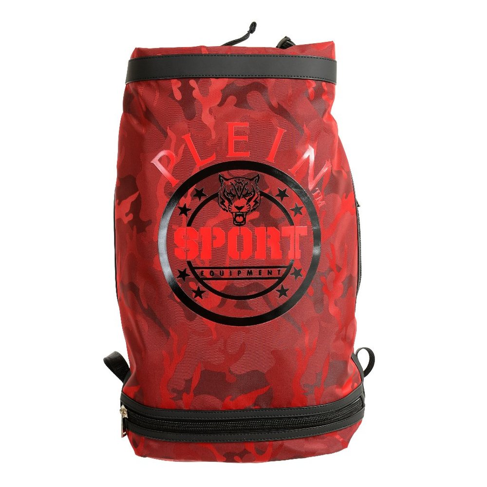 Plein Sport Unisex Red Military Print Large Backpack Bag